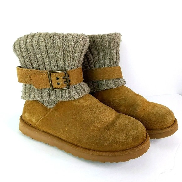 UGG Shoes - Uggs Cambridge Brown Rib Sweater Boot Women Size 8 1003175 Chestnut